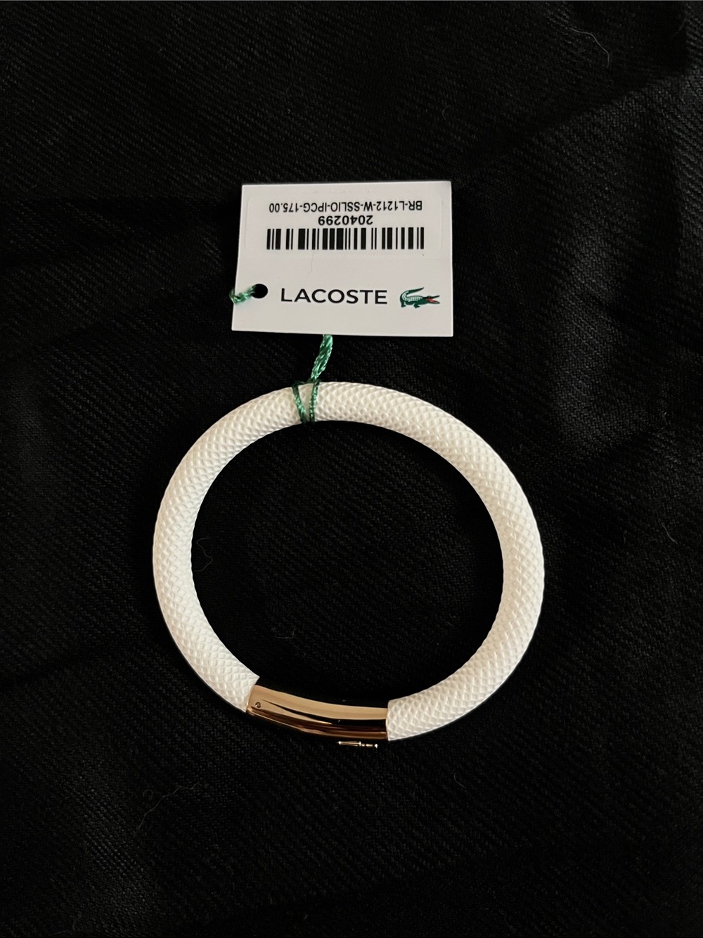 Lacoste White Textured Bracelet with Gold Clasp